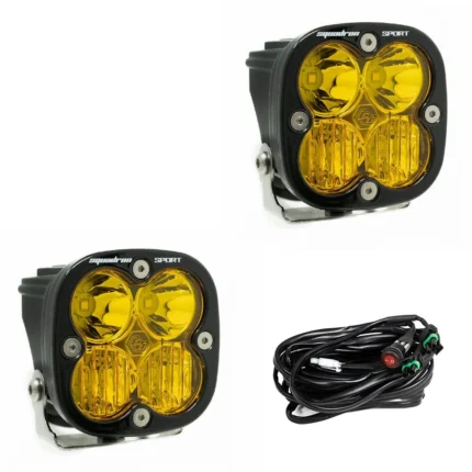 Baja Design Squadron Sport Black LED Auxiliary Light Pod Pair- Amber Driving/Combo